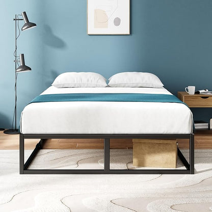 Zinus Joseph 14 Inch Platform Bed Frame, Wood Slat Support, No Box Spring Needed, Eco Friendly WonderBox(TM) Packaging, Easy Assembly, Black, Full