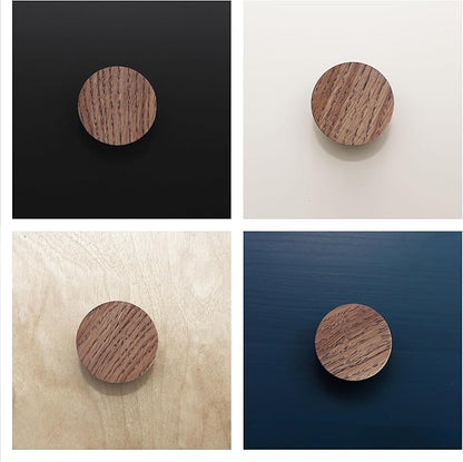 12 Pack Wood Cone Cabinet Knobs (Brown) - 1 ½ " Diameter Round Shape - Wooden Drawer Pulls for Cabinets Doors, Dresser and Drawers Knob, Kitchen Cabinet Door Handle
