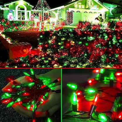 KOUQIYA Battery Operated Christmas Lights 2 Pack, 17ft 50 LED Mini String Light with Auto-Timer 8 Modes Waterproof Tree Lights (Red&Green)