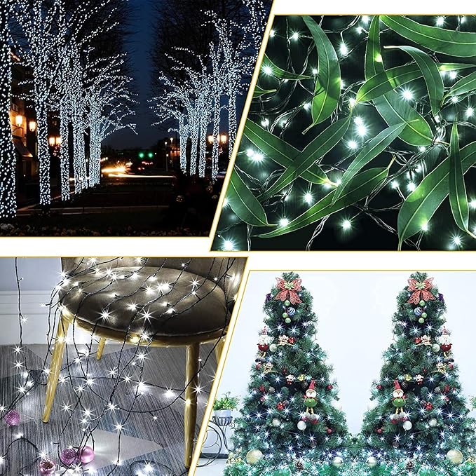 QUWIN Led Outdoor Christmas String Lights, 500 LED UL Certified 8 Lighting Modes, Indoor & Outside Waterproof Fairy Light for Christmas Tree, Patio, Holidays, Party (180 Ft Cool White)