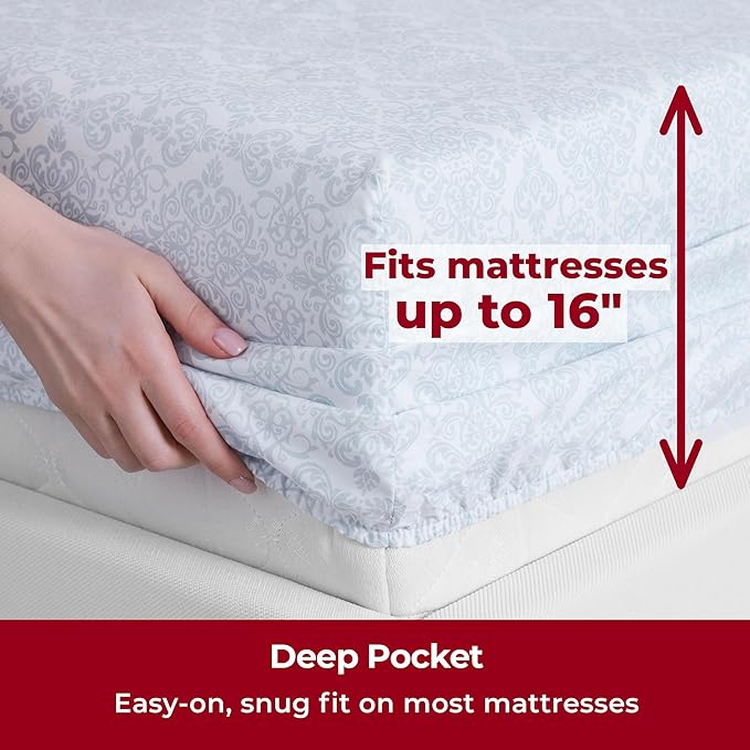 Mellanni Full Sheets Set - 4 PC Iconic Collection Bedding - Hotel Luxury, Extra Soft, Cooling Bed Sheets - Wrinkle, Fade, Stain Resistant (Full, Laced Sky Blue)