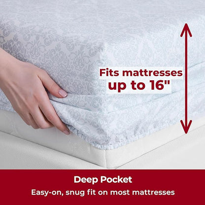 Mellanni Full Sheets Set - 4 PC Iconic Collection Bedding - Hotel Luxury, Extra Soft, Cooling Bed Sheets - Wrinkle, Fade, Stain Resistant (Full, Laced Sky Blue)