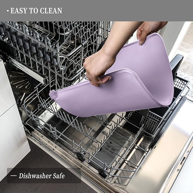 Waterproof Pet Feeding Mat with High Raised Edges, Heavier and Thicker Placemats for Cat Dog Water Bowl with BPA Free, Dogs Cats Food Mats for Messy Drinkers to Prevent Spill and Protect Floors-Mewly Pet