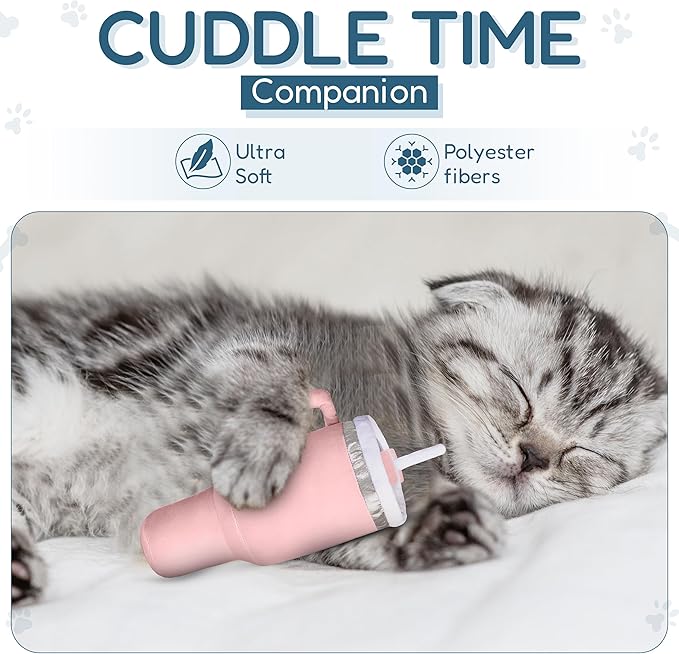 Kitty Cup Tumbler Cat Toy – Funny Cat Birthday Gifts with Catnip & Crinkle Paper, Cute Girl Kitten Toys (Pink Peach Dust)-Mewly Pet