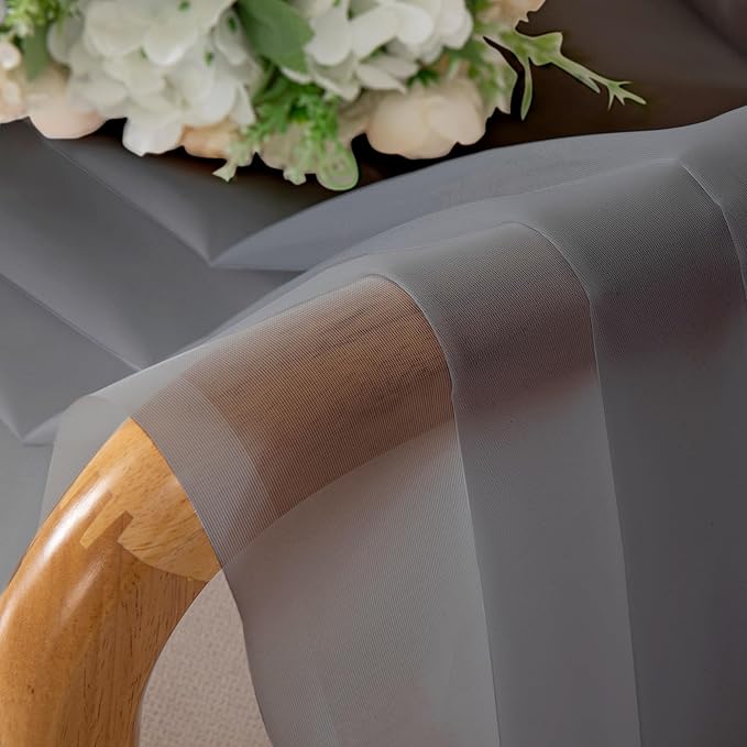 Aiyufeng 2 Pack: Basic Grey Sheer Curtain Drapes for Living Room 108 Inch Length 2 Panels, Light Filtering Voile Drapes for Bedroom, Patio, Sliding Door, Each 40" W x 108" L
