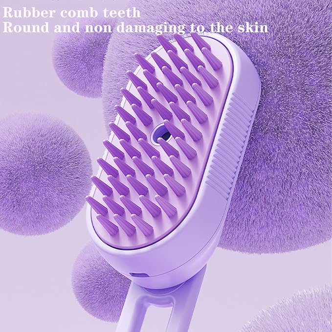 Pet Grooming Brushm,Cat Brush,3 In1 Spray Cat BrushSelf-Cleaning Wet Dog Comb with USB Rechargeable & Water Tank,Suitable for Dogs,Cats to Reduces Flying Hair,Remove Tangled & Loose Hair (Purple)-Mewly Pet