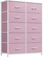 YITAHOME 10 Drawer Dresser - Pink Fabric Storage Tower, Organizer Unit for Living Room, Hallway, Closets - Sturdy Steel Frame, Wooden Top & Easy Pull Fabric Bins