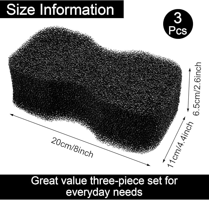 Eaasty 3 Pcs Horse Groomer Sponge Scrubber Massager Horse Grooming Brush Kit Supplies Large Soft Care for Cleaning Washing Bathing, Black, 4.33 x 7.87 x 2.56 Inch-Mewly Pet