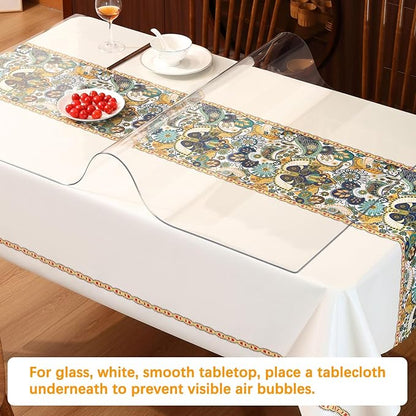 20 x 48 Inch Clear Plastic Dining Room Table Protector Tablecloth Office Desk Blotter Pad Mat Wooden Furniture Coffee End Side Dinner Bar Table Cloth Top Protection Cover Waterproof Thick PVC Vinyl