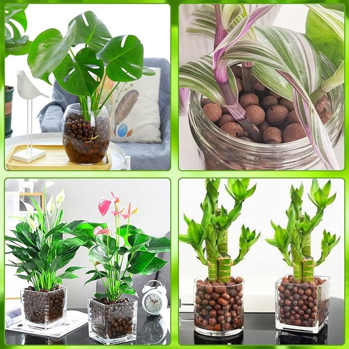 Halatool 8LB Clay Pebbles for Plants 4mm-16mm Lightweight Hydroton Leca Balls for Indoor Potted Plants Hydroponics Gardening Orchids Drainage Decoration Aquaponics-Mewly Pet