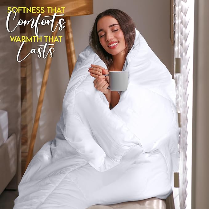 Utopia Bedding Comforter Duvet Insert, Quilted Comforter with Corner Tabs, Box Stitched Down Alternative Comforters Twin XL Size (White)