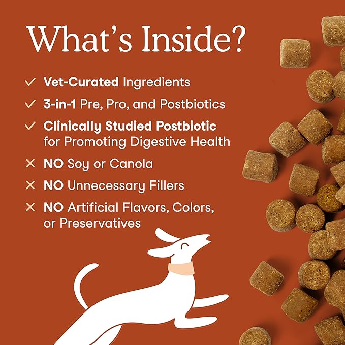 Fera Pets Probiotics for Dogs with Prebiotics and Postbiotics - Full Spectrum Gut Health Support - Promotes a Balanced Gut Microbiome - Boosts Immune Health - 90 Soft Chews-Mewly Pet