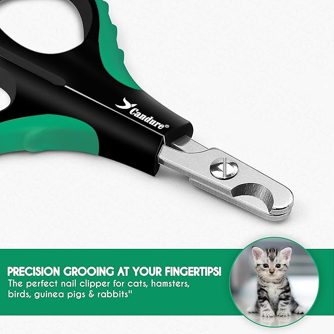 Candure Cat Nail Clippers for Cats, Rabbits, Hamsters, Birds - Stainless Steel Trimmer with Precise Angled Edges for Easy & Safe At-Home Grooming-Mewly Pet