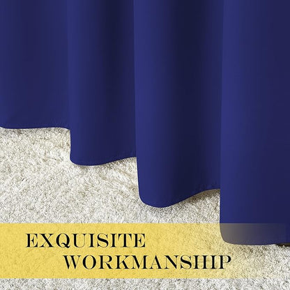 NICETOWN Blackout Curtains Panels for Bedroom - 3 Pass Microfiber Noise Reducing Thermal Insulated Solid Ring Top Blackout Window Drapes (2 Panels, 66 x 66 Inch, Navy Blue)