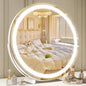 Vanity Makeup Mirror with Lights, 18 Inch LED Makeup Mirror, Lighted Vanity Mirror with Lights, Smart Touch Control 3 Colors Dimmable Round Mirror, Tabletop ＆ Desk Mirror, 360°Rotation (White)