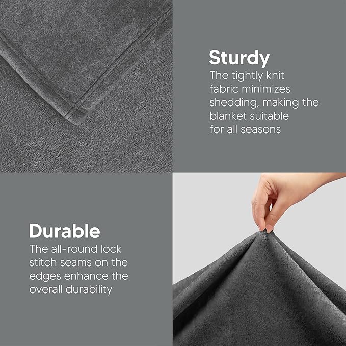 Utopia Bedding Fleece Blanket Twin Size Grey 300GSM Luxury Anti-Static Fuzzy Soft Microfiber Bed Blanket (90x66 Inch)
