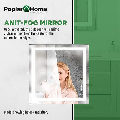 LED Vanity Bathroom Mirror 36 x 36 in. Wall Mounted, Dimmable, Lighted, Anti-Fog Mirror – Modern, Frameless Design
