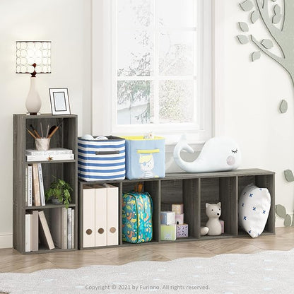 Furinno LUDER Book Shelf, 3-Cube Bookshelf, Bookcase, 9.3" x 12" x 31.5", for Living Room, Bedroom, Home Office, French Oak