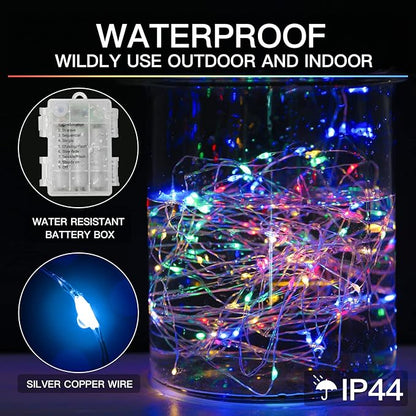 suddus 66ft 200 LED Outdoor String Lights, Multi Color Fairy Lights Battery Operated with Remote, Led Twinkle Lights for Bedroom, Backyard, Wedding, Tree, Mason Jar, Wall, Centerpiece, Christmas