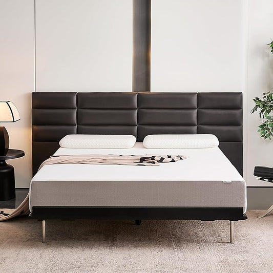 Amazon Basics Memory Foam Mattress, Soft Plush Feel, 10 Inch, King, P22MD-10K, White/Grey