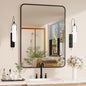 Black Bathroom Mirror for Over Sink - 22×30 Rectangle Bathroom Vanity Mirror Wall Mounted with Matte Aluminum Frame & Rounded Corners, Shatterproof Tempered-Glass, Horizontal/Vertical