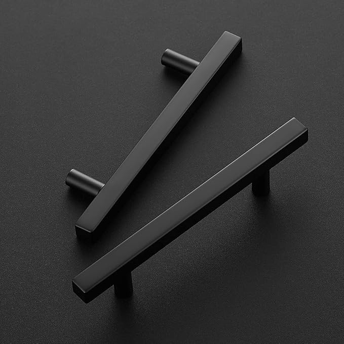 Ravinte Black Cabinet Handles 15 Pack 4 inch Matte Black Square Cabinet Pulls Kitchen Hardware 6-3/8 Inch Overall Length Kitchen Drawer Pulls