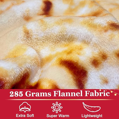 Jorbest Burritos Tortilla Throw Blanket Birthday Gifts for Adult and Kids, Realistic Tortilla Food Blanket Funny Gifts for Women Men Teen Mom Dad, 285 GSM Soft Flannel Taco Blanket (Tan, 60 inches)