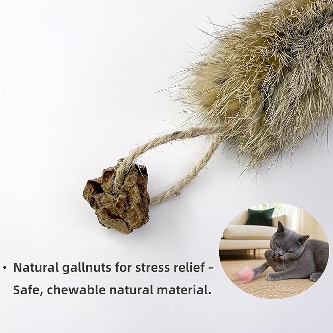 3 Pack Rabbit Fur Catnip Toys with Feathers – Interactive Carrot Cat Toys with Galls Fruit for Indoor Cats and Kittens-Mewly Pet