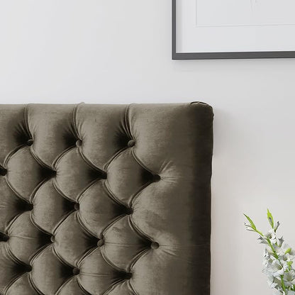Christopher Knight Home Jezebel Velvet Headboard, Queen / Full, Grey / Black Steel