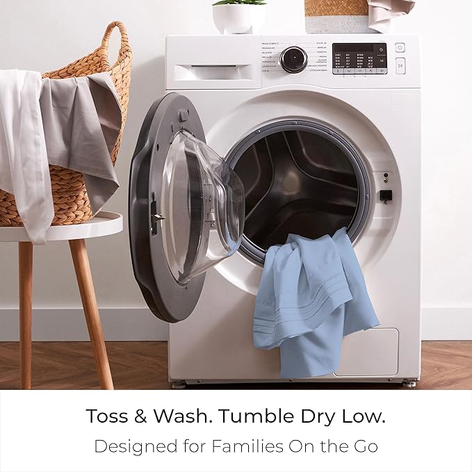 Mellanni King Sheets Set - 4 PC Iconic Collection Bedding - Hotel Luxury, Extra Soft, Cooling Bed Sheets - Wrinkle, Fade, Stain Resistant (King, Sky Blue)