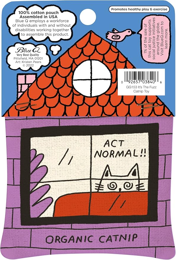 Blue Q Busted! Oh S!, It's The Fuzz! Catnip Cat Toy. Premium Organic 'Nip Grown in The USA, 100% Cotton Pouches, Kitty Graphics Sure to Delight Every Cat-Keeper.-Mewly Pet