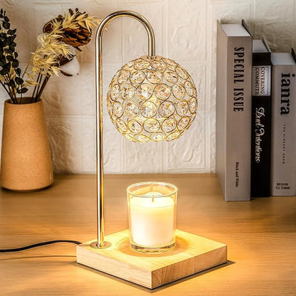 Marycele Candle Warmer Lamp with Timer, Round Diamond Home Decor Gifts for Mom Women, Gold Diamond Lamp, Western Bedroom Accessories, Birthday Gifts for Women, Wax Warmer for Jar Candles