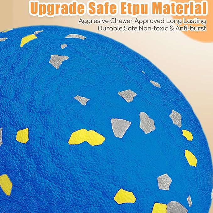 4.72" Indestructible Large Rugby Balls for Aggressive Chewers Durable Olive Bouncy Interactive Football Toy for Dogs Fetch Game Lightweight Floating Outdoor Training, Blue-Mewly Pet