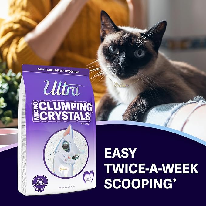 Ultra Clumping Micro Crystals Cat Litter - Dust Free, Soft on Paws, Fragrance Free - 5 Lbs.-Mewly Pet