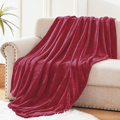 Exclusivo Mezcla Extra Large Fleece Throw Blanket for Couch, Sofa, 300GSM Super Soft and Warm Blankets, Deep Red Throw All Season Use, Cozy, Plush, Lightweight, 50x70 Inches