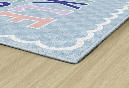 Flagship Carpets Schoolgirl Style Sprinkle Kindness Educational Area Rug for Kids Room Seating Décor, Children's Classroom, Play Carpet for Teaching and Playroom, 5' x 7'6", Blue