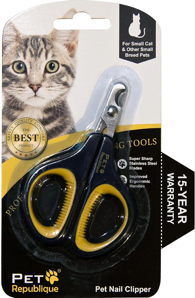 Cat Nail Clippers by Pet Republique – Professional Stainless-Steel Nail Clipper for Cats, Kittens, Hamster, Rabbits, Birds, & Small Breed Animals Claw Trimmer-Mewly Pet