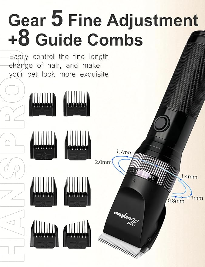 Dog Clippers for Grooming, 12V Professional Dog Clippers，Heavy Dutt Corded Pet Hair Trimmer Pet Trimmer for Thick Hair with Guard Combs Brush-Mewly Pet