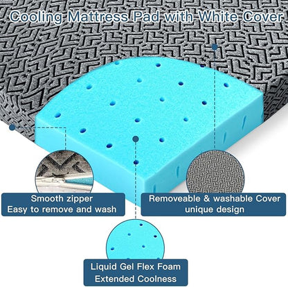 Airensky 4 Inch Memory Foam Mattress Topper, Cooling Gel Infused High Density Cal King (72"x84") Topper with Removable Washable Cover, Bed Topper for Pressure Relief Back Pain, CertiPUR-US Certified