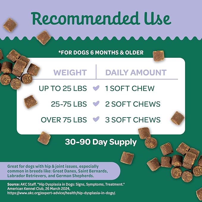 Wholesome Pride Hip & Joint Supplement for Dogs – 90 Soft Chews – Glucosamine, Chondroitin, MSM & Turmeric – Mobility Support & Arthritis Relief for Growing, Adult & Senior Dogs-Mewly Pet