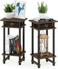 Furinno Turn-N-Tube Tall End Table, Columbia Walnut/Black/Dark Brown