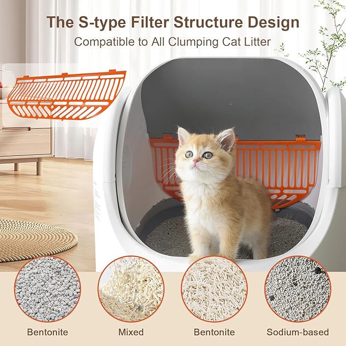 Self Cleaning Cat Litter Box, Automatic Cat Litter Box for Multiple Cats, Open-Top Design with Safety Protection, Smart Health Monitor, Smart App Control, Odor-Free-Mewly Pet