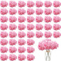 100PCS Artificial Hydrangea Flowers, Fake Flowers Silk Hydrangea Full Flowers Heads with Stems for Wedding Home Party Shop Baby Shower Decor (Dark Pink)