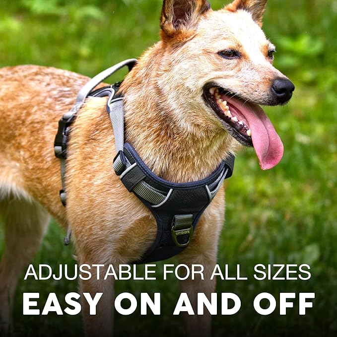 Embark Adventure Dog Harness, Reflective Trim No Pull Dog Harness Medium Sized - Military Grade Nylon, Front Clip with Gel Lined Handle. Soft & Padded Puppy Harnesses for Any Breed-Mewly Pet