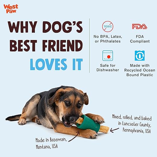 WEST PAW Funnl Dog Chew Toy - Interactive Treat Toys for Dogs - Toy Fillable with Earth Animal No-Hide Chews - Large 4.25" Marine | Made in USA-Mewly Pet