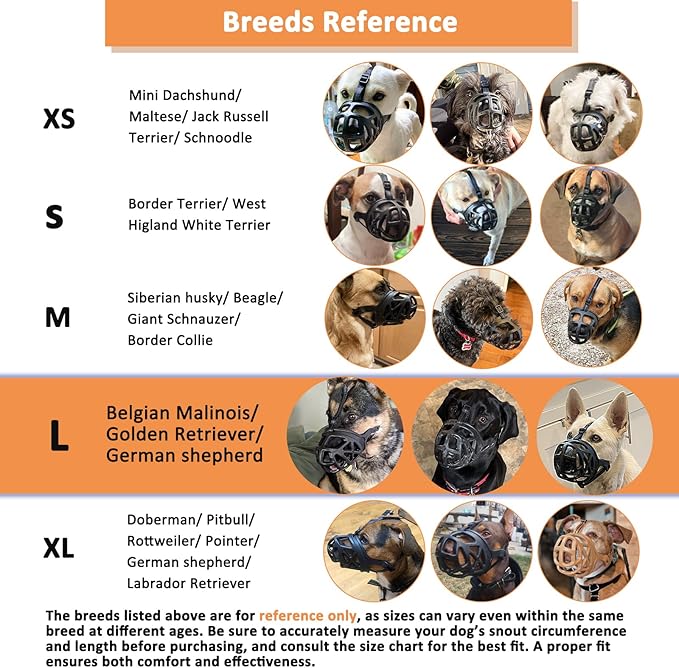 BARKLESS Dog Muzzle, Basket Muzzle for Biting, Chewing and Scavenging, Humane Cage Mouth Cover, Perfect for Grooming and Training Large Aggressive Reactive Dogs (L, Brown)-Mewly Pet