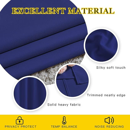 NICETOWN Blackout Bedroom Curtains for Windows 50 inch Long - Solid Thermal Insulated Grommet Light Reducing Panels Window Treatment for Kitchen/Cafe (Navy Blue, 2 Panels 34 in x 50 in (W x L))