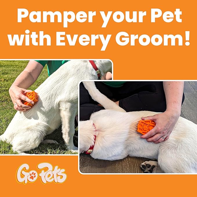 GoPets Curry Comb Bath Brush for Cleaning & Grooming, Silicone Shampoo Scrubber for Shedding & Massage, Rubber Dog Wash & Grooming Brush, Pet Bath Supplies for Long & Short Hair Dogs & Cats-Mewly Pet