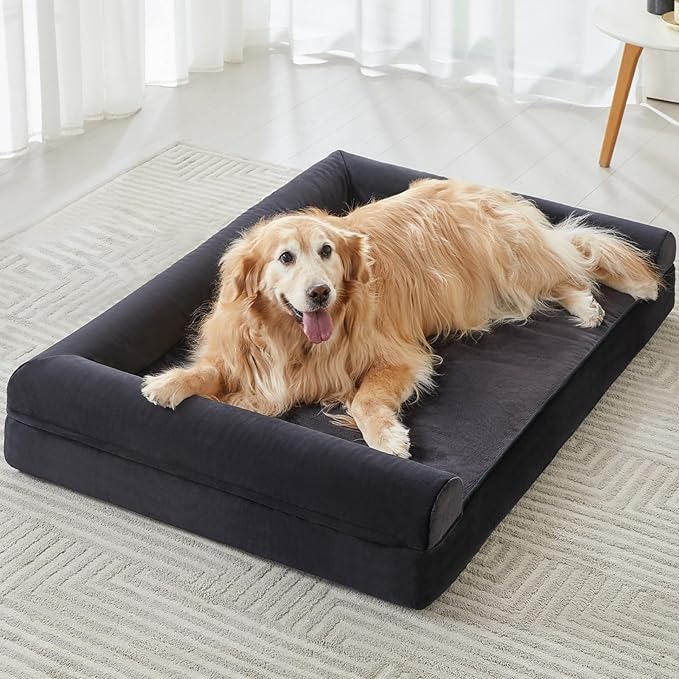 BFPETHOME Washable Dog Beds for Extra Large Dogs, Orthopedic Dogs Bed Extra Large, Big Dog Couch Bed with Removable Washable Cover, Waterproof Lining and Nonskid Bottom-Mewly Pet