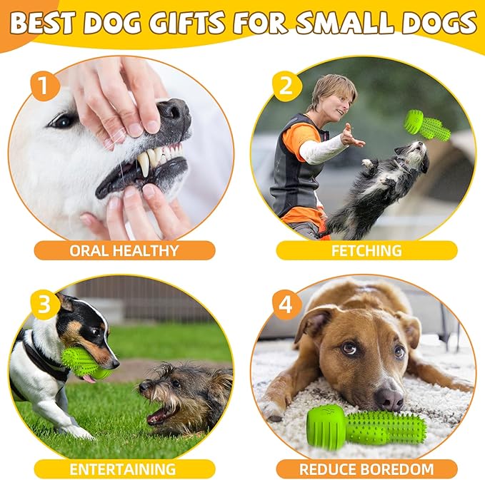 Christmas Dog Gifts, Dog Toys for Small Dogs Dog Toothbrush for Teething Cleaning, Rubber Squeaky Toys for Puppy-Mewly Pet